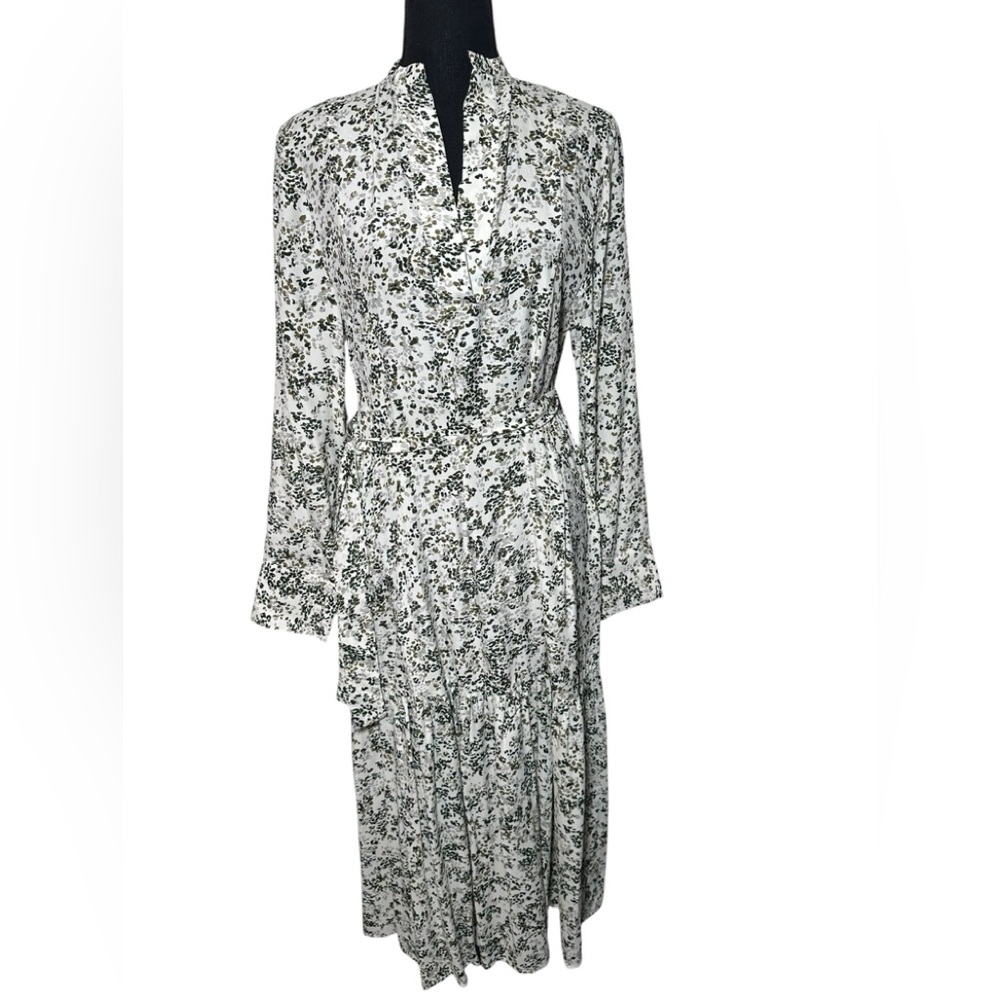 LaRoque Originals‎ Abstract Silk Blend Midi Dress with Belted Waist Size Small